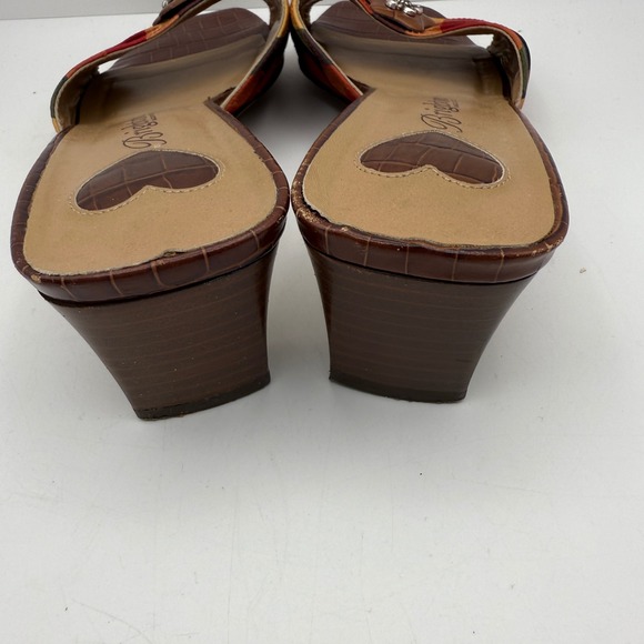 Brighton Women's Size 8 Square Toe Slide Sandals Multi Color Plaid Wedge Heels - Picture 4 of 8